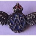 Solid Silver WW2 SA Airforce Sweetheart Badge. Smaller Version. Pin Intact.