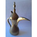 Antique Solid Brass Dallah Middle Eastern Coffee / Tea Pot. 38 cm High.