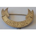 Vintage 1957 SA Afrikaans Metal `Prefek` Badge Complete With Safety Chain And Pin Intact.