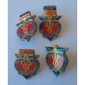 Collection of Vintage SA Blood Donor Badges.  Enameled Metal.