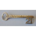 Vintage Solid Silver 21st Key Brooch. `Ursula`.