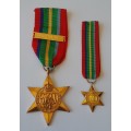 WW2 Pacific Star Medal Set. Full-Size And Miniature. Unnamed.
