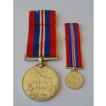WW2 1939-1945 War Medal Set. Full-Size And Miniature. Unnamed.