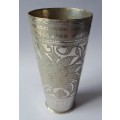 A Vintage Highly Decorative Silver Plate Beaker / Vase.  17.5 cm.
