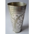 A Vintage Highly Decorative Silver Plate Beaker / Vase.  17.5 cm.