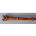 Victorian 1890`s Fruitwood Golf Themed Walking Stick. Hand Carved. Dated 1899.