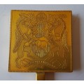 Vintage Solid Brass Presentation Key To President J.J. Fouche. Dated 1969. Length : 23 cm.