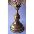 Vintage Country Cottage Brass Lamp With Embroidered Shade. Working.