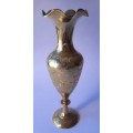 Vintage Brass Vase With Engraved Decoration. 19 cm.