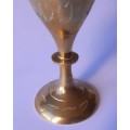 Vintage Brass Vase With Engraved Decoration. 19 cm.