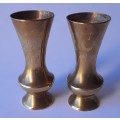 Pair Of Vintage Brass Small Posy Vases. 8 cm.