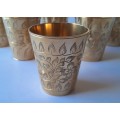 Early Pre-1947 `Made In British India` Set Of 6 Engraved Brass Cups.  6 cm.
