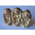 Vintage Brass `No Evil Monkeys` Figurine. 7 cm.