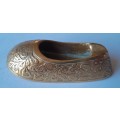 Pair Of Vintage Engraved Brass Shoe Ashtrays. 8.5 cm.