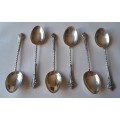 Cased Antique Solid Silver Spoon Set By William Devenport. Birmingham, 1904.