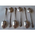 Cased Antique Solid Silver Spoon Set By William Devenport. Birmingham, 1904.