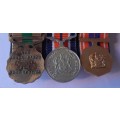 SADF Court Mounted Miniature Medal Set. Pro Patria, General Service, Good Service.