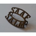 WW2 SA Air Force Brass Title. Lugs Intact.