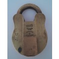 Antique Large Brass `Hold Fast, British Make, Secure 4 Lever` Padlock. Functional With 2 Keys.