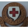 WW2 British Red Cross Society Cap Badge. Enameled Brass.