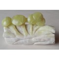 Antique Chinese Hand Carved Polished Jade `Mushrooms` Carving.