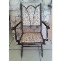 Antique Victorian Mahogany Folding Chair With Beaded Upholstery (Collection Only).