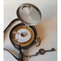 Antique Night Watchman`s Clock By `Detect` In Leather Case. Please See Description.