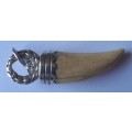 Antique Large Solid Silver Lion`s Tooth Amulet.