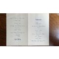 1949 Transvaal Rugby Football Union Dinner Menu Card - Inscribed, details below