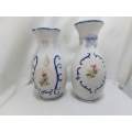 Pair of vintage vases in white and blue porcelain