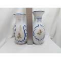 Pair of vintage vases in white and blue porcelain