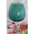 Turquoise glass goblet style vase