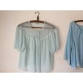 Vintage 1950`s Pale Blue Lace Bed Jackets