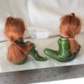 Cutest Vintage Napco green Pixies pair