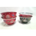 4 Beautiful vintage rice bowls in very bright colours