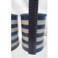 Two Vintage Blue striped tins