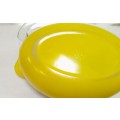 What a find! Vintage Pyrex bright yellow clear glass casserole with lid.