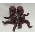 Two Vintage miniature plastic baby dolls - Made in Italy