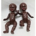 Two Vintage miniature plastic baby dolls - Made in Italy