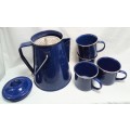 Classic 5 piece enamelware coffee percolator and cups