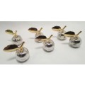 Six Vintage Silver and Gold Apple Place Card Holder