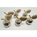 Six Vintage Silver and Gold Apple Place Card Holder