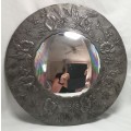 Vintage domed mirror with handmade Pewter frame