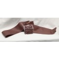 Vintage wide leather belt with separate buckle - Brown
