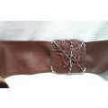 Vintage wide leather belt with separate buckle - Brown