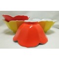 Four Vintage Porcelain Lotus Blossom Flower Shaped Bowl