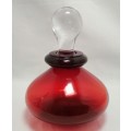 Lovely red glass bottle with stopper