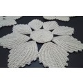 Three crocheted vintage round doily/placemats