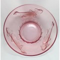 Vintage Indonesian pink glass bowl with koi fish
