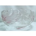 Heavy Vintage crystal glass bowl with beautiful pink design